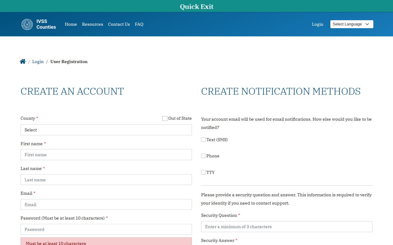 Lynn County IVSS release notification registration