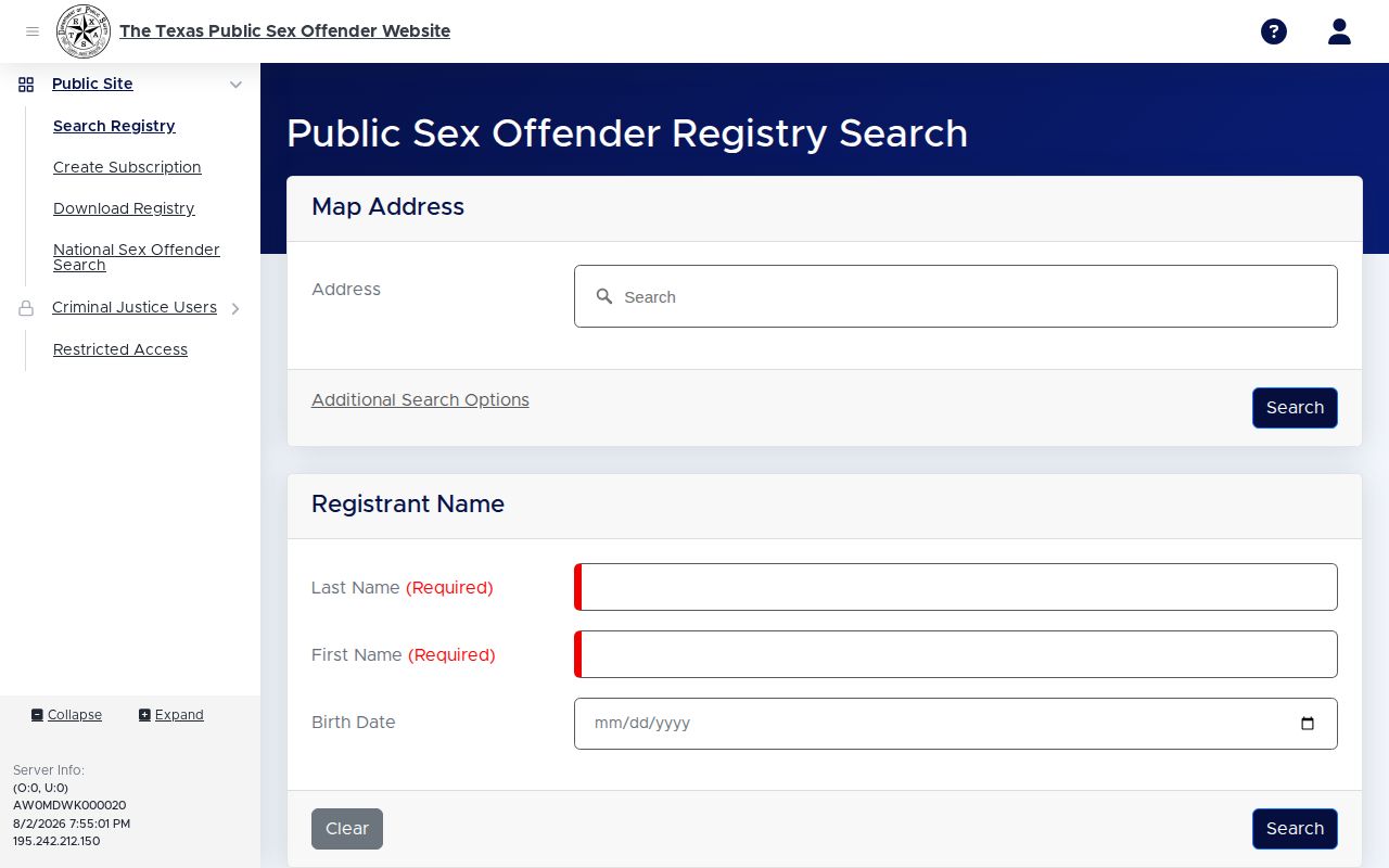 Texas DPS registry source for limited Lynn County released inmate photo research